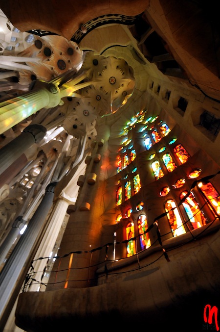 An interior view of the Sagrada Familia