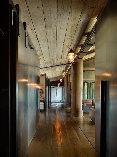 Wood floors, sliding doors.